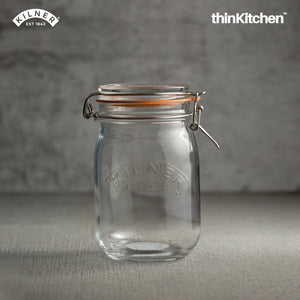 Kilner Clip Top Clear Glass Round Jar, 1000 ml