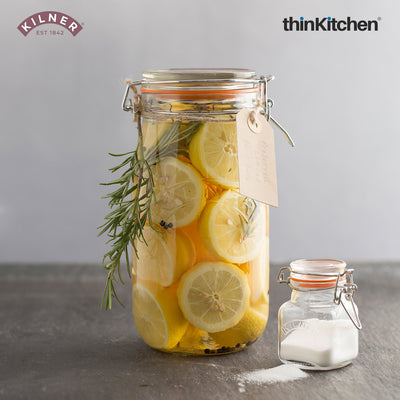 Kilner Premium 2L Round Airtight Glass Jar with Clip Top Lid for Coffee, Tea, Flour, Pulses, Grains, Lentils, Biscuits