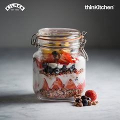 Kilner 1 Litre Clip Top Square Glass Jar | Premium Airtight Food Storage Container