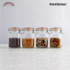 Kilner 1.5L Clip Top Square Jar | Airtight Glass Storage for Pickling, Preserving & Dry Foods | Reusable, BPA-Free, Dishwasher Safe