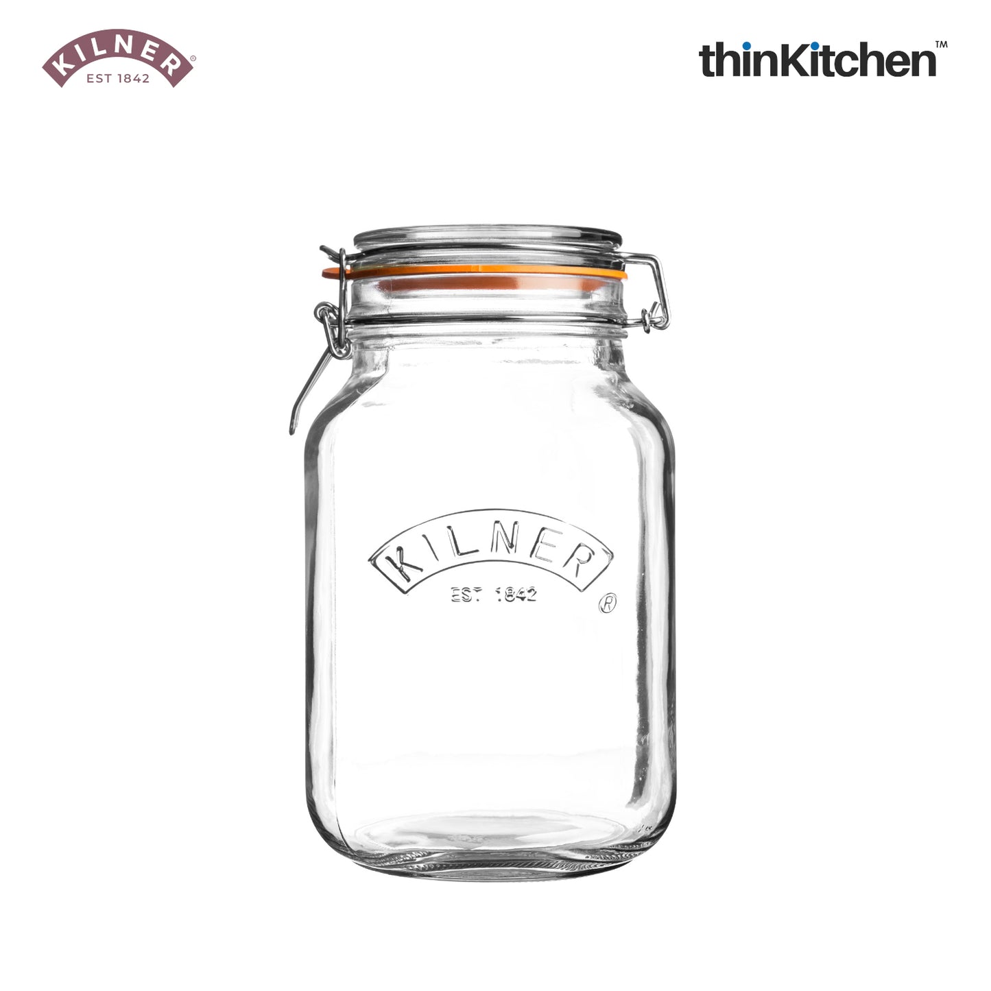 Kilner Clip Top Square Jar, 2 Litre