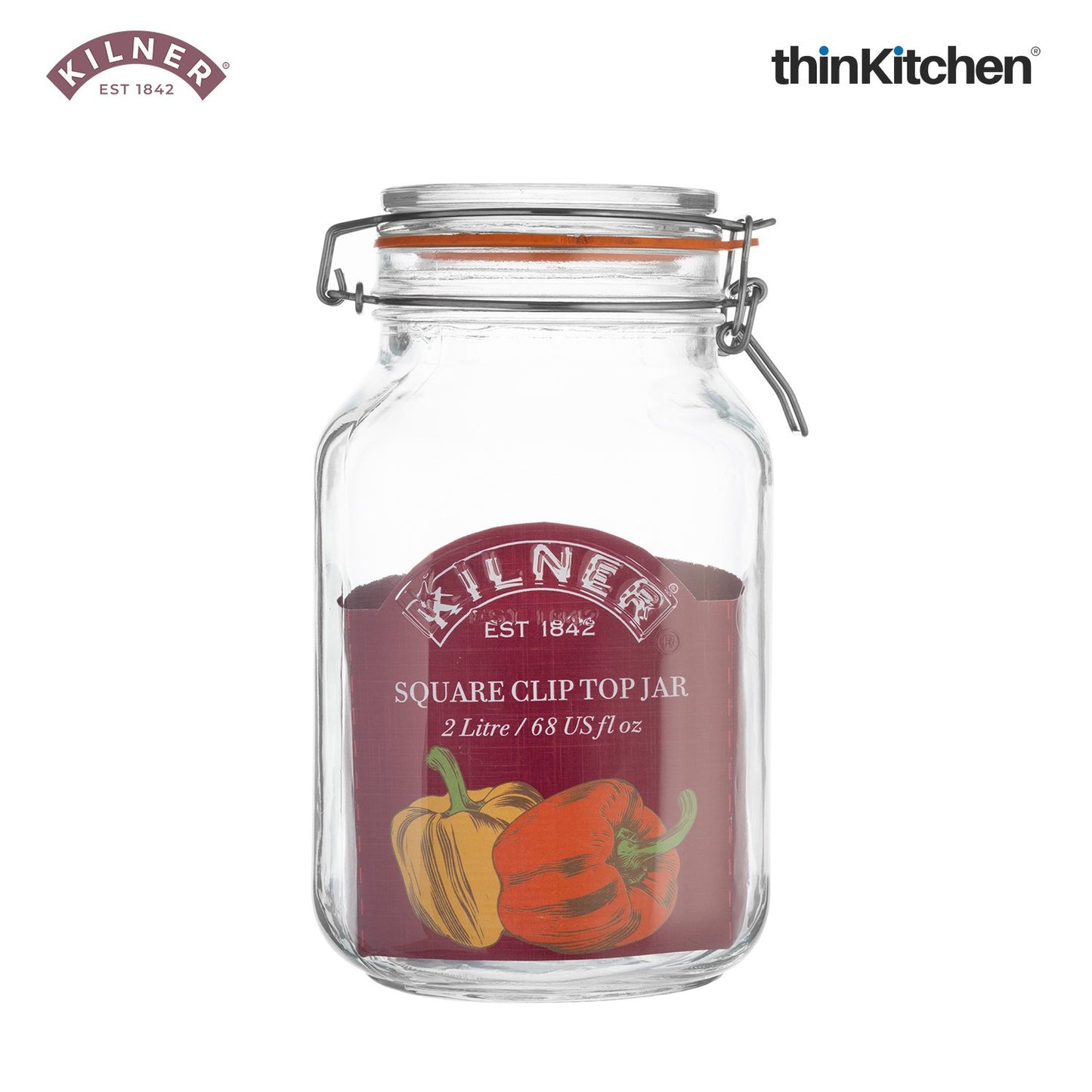 Kilner Square Clip Top Jars 2 Litre