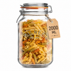 Kilner Premium 2L  Airtight Square Wire Clip Top Glass Jar for Food Storage, Biscuits, Cereals, Pulses