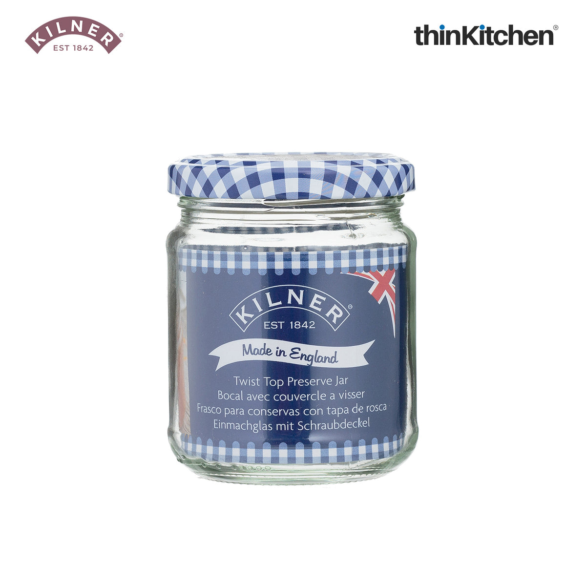 Kilner Premium 6 x 228 ml Round Twist Top Airtight Glass Jar Set for Kitchen Storage, Pickle, Chutnerys, Honey, Spices