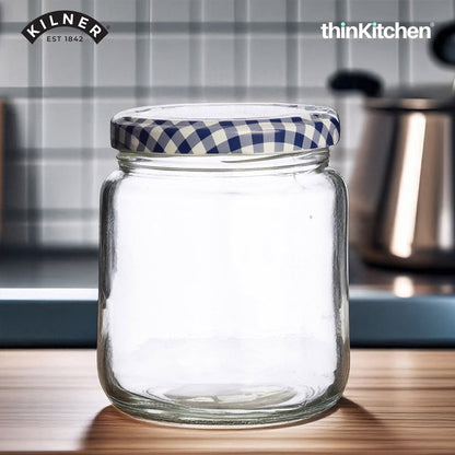 Kilner Premium 6 x 228 ml Round Twist Top Airtight Glass Jar Set for Kitchen Storage, Pickle, Chutnerys, Honey, Spices
