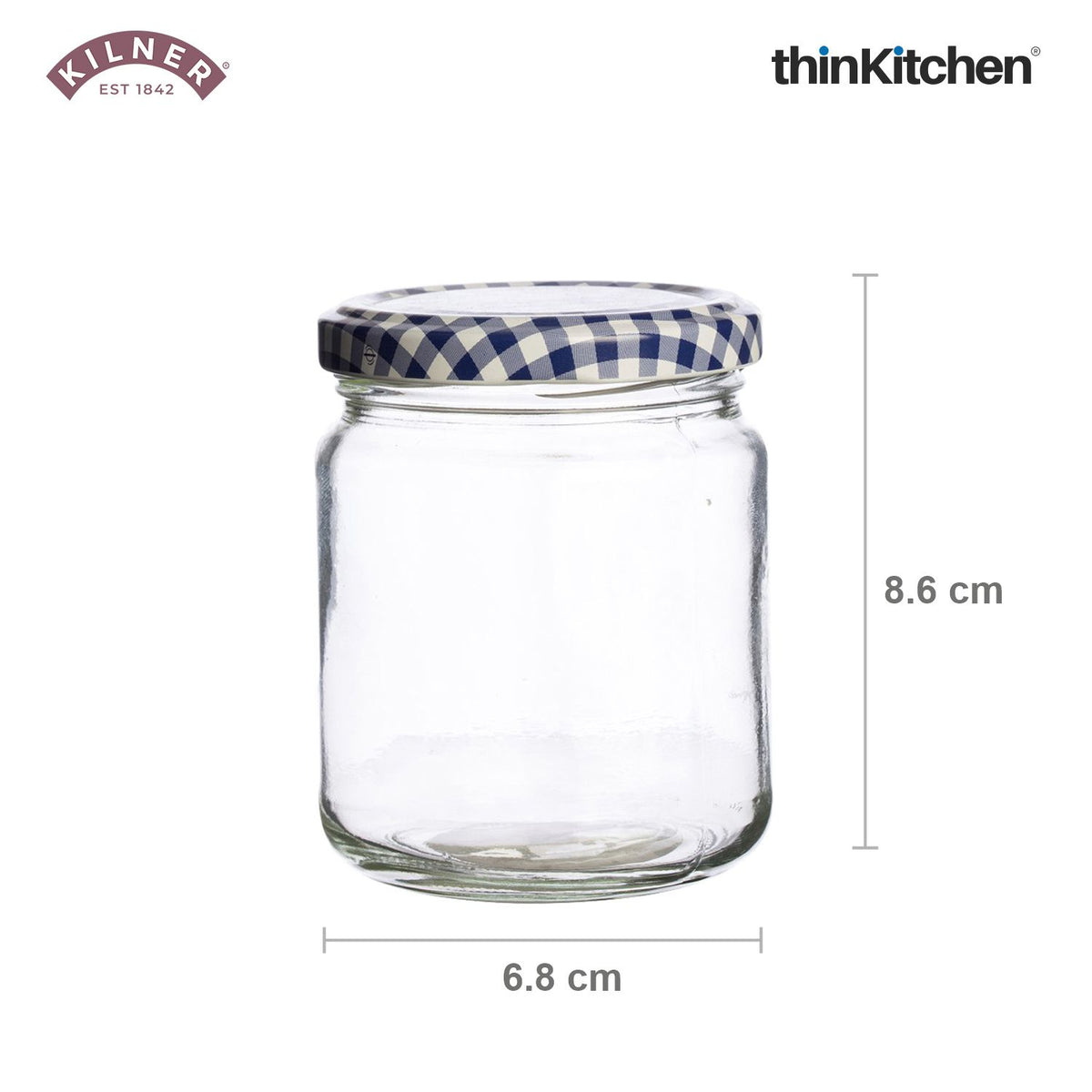 Kilner Premium 6 x 228 ml Round Twist Top Airtight Glass Jar Set for Kitchen Storage, Pickle, Chutnerys, Honey, Spices