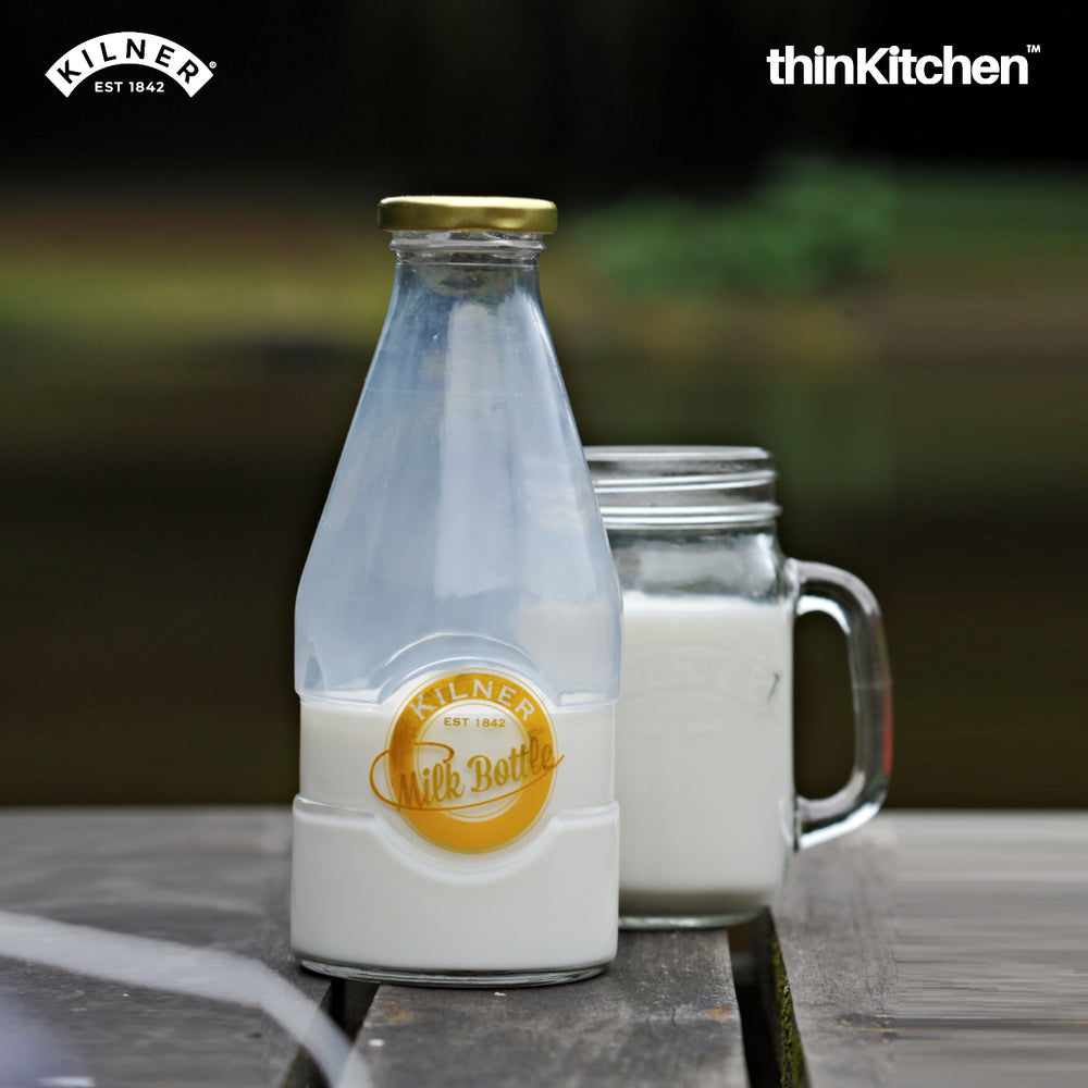 Kilner 568ml Clear Airtight Premium Glass Bottle for Water, Milk, Juices, Shakes