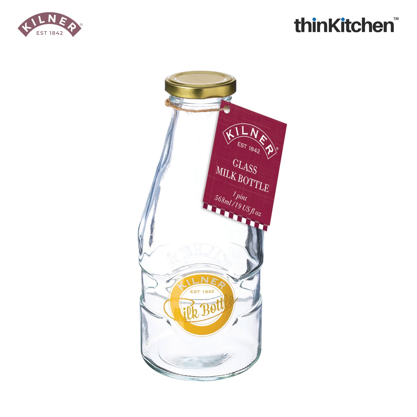 Kilner Clear Glass Milk Bottle 568ml