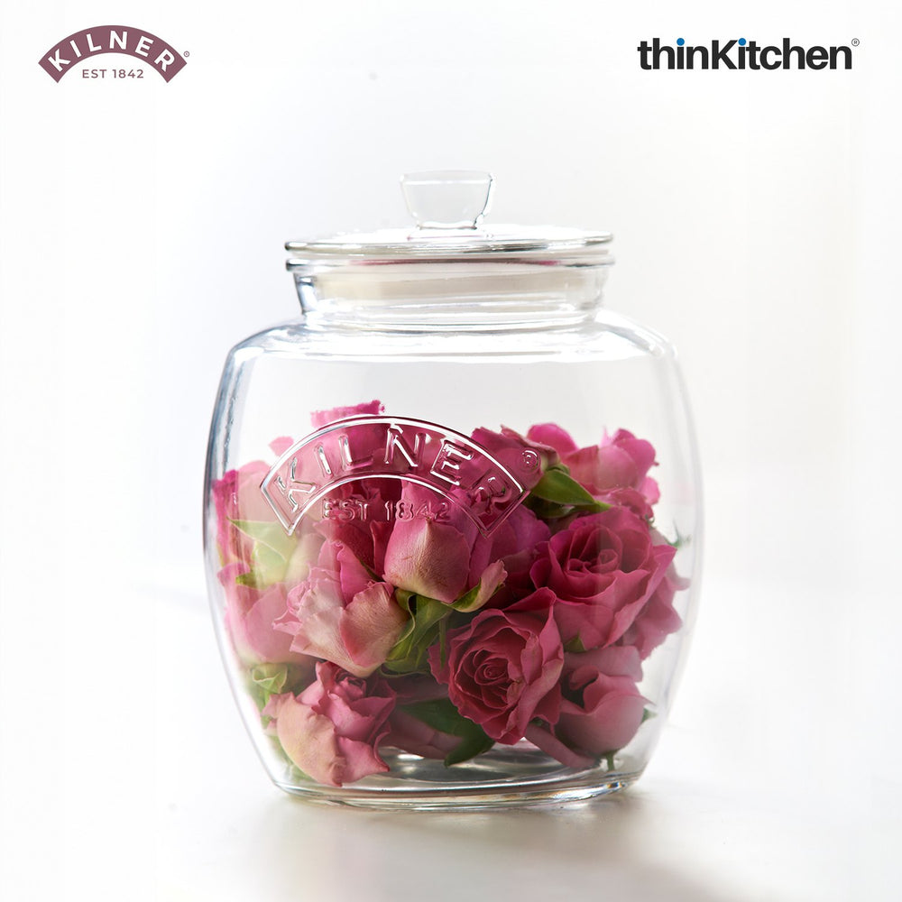Kilner Universal Premium 2L Airtight Leakproof Glass Storage Jar with Push Top Lid for Grains, Spices, Pulses And Cereals