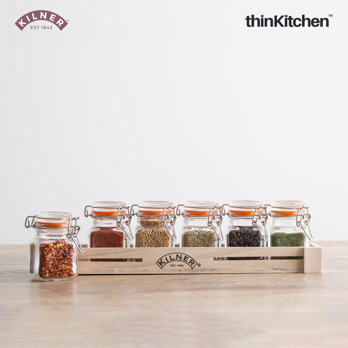 Kilner Glass Clip Top Spice Jars, Set of 6, 70ml each