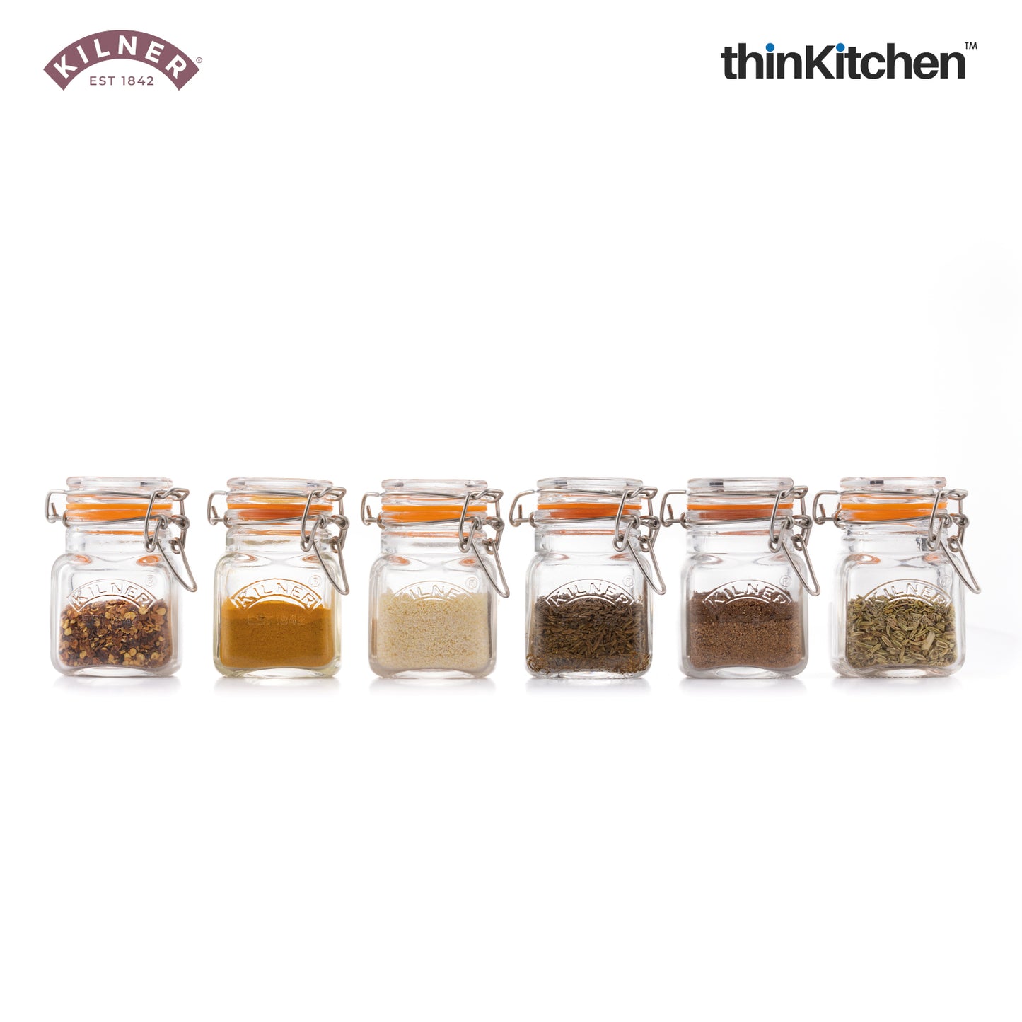 Kilner Glass Clip Top Spice Jar Set