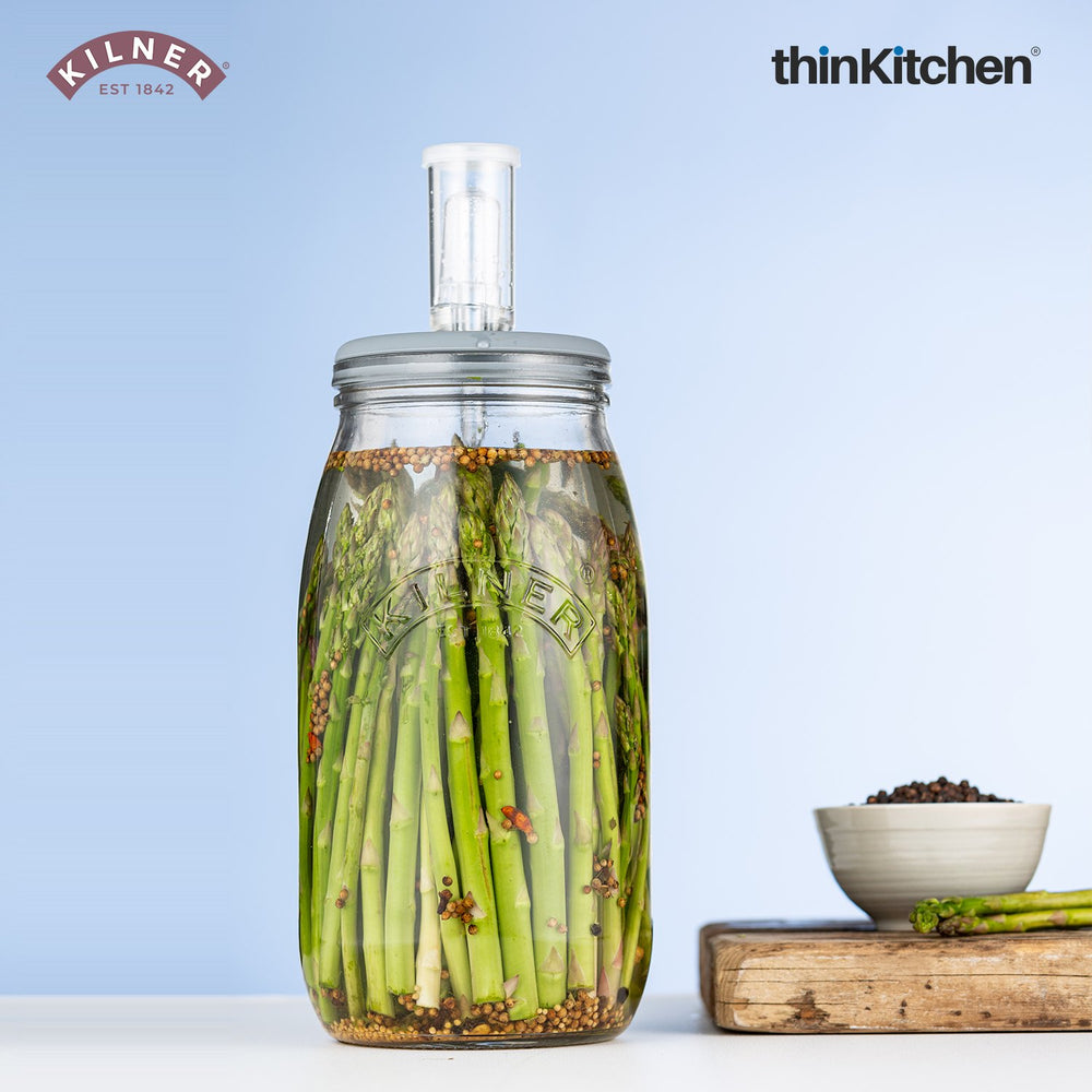 Kilner Airtight 3L Glass Jar Fermentation Set for Probiotic Foods, Kimchi & Pickles, 3L