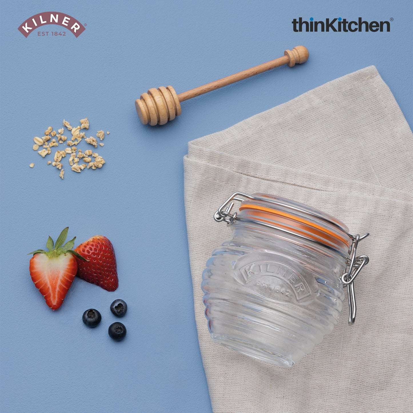 Kilner Honey Pot With Beech Wood Dipper 400ml