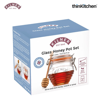 Kilner Honey Pot With Beech Wood Dipper 400ml
