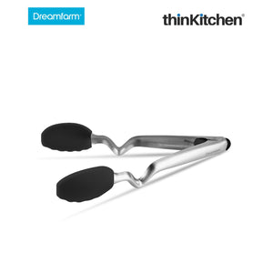 Dreamfarm Clongs - Stainless-Steel Tongs with Silicone Heads, Black