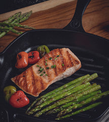 Victoria 10 Inch Cast Iron Grill Pan - Black | 100% Kosher Certified Non-GMO Flaxseed Oil