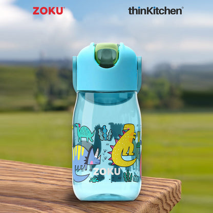 Zoku Teal Dino Flip Straw Bottle