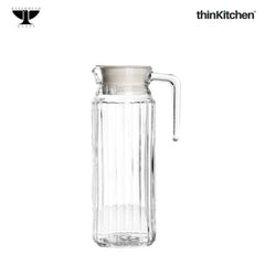 Ravenhead Essentials 1L Glass Fridge Jug with Removable Plastic Lid – Slim, Non-Drip Pouring Water & Juice Storage, Fits Most Fridge Doors, Durable British Glassware for Everyday Use & Parties