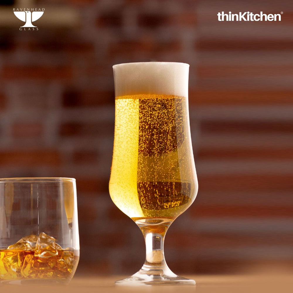 Ravenhead 350ml Premium Transparent Tulip Stemmed Beer Glasses, Set of 4