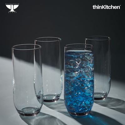 Premium Transparent 4 Piece Tulip Hiball Glasses, 300ml each