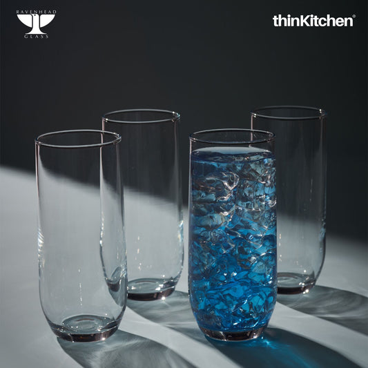 Ravenhead Tulip Set of 4 | 30cl Hiball Glasses, Multi-Colour | Premium Stylish & Durable Everyday Glassware