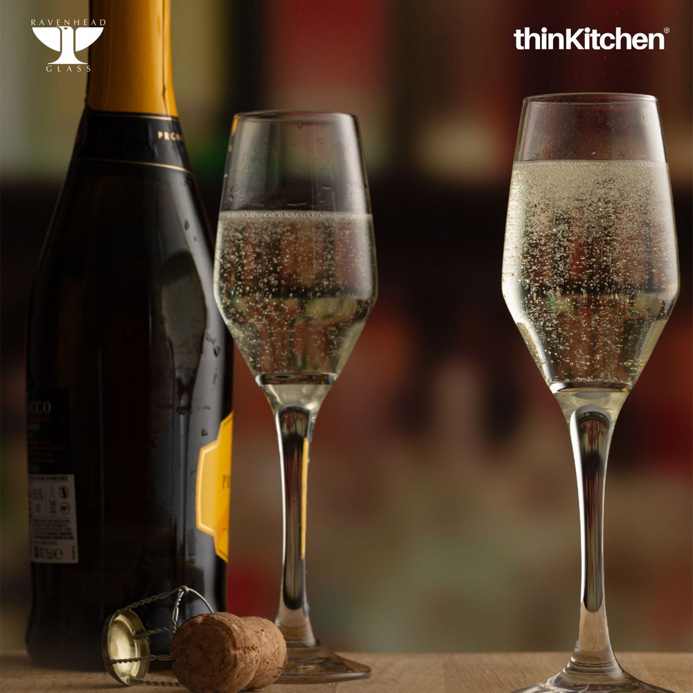 Ravenhead 4 x 210ml Majestic Champagne Flute Glasses for Cocktails, Mocktails, Juice & Wine