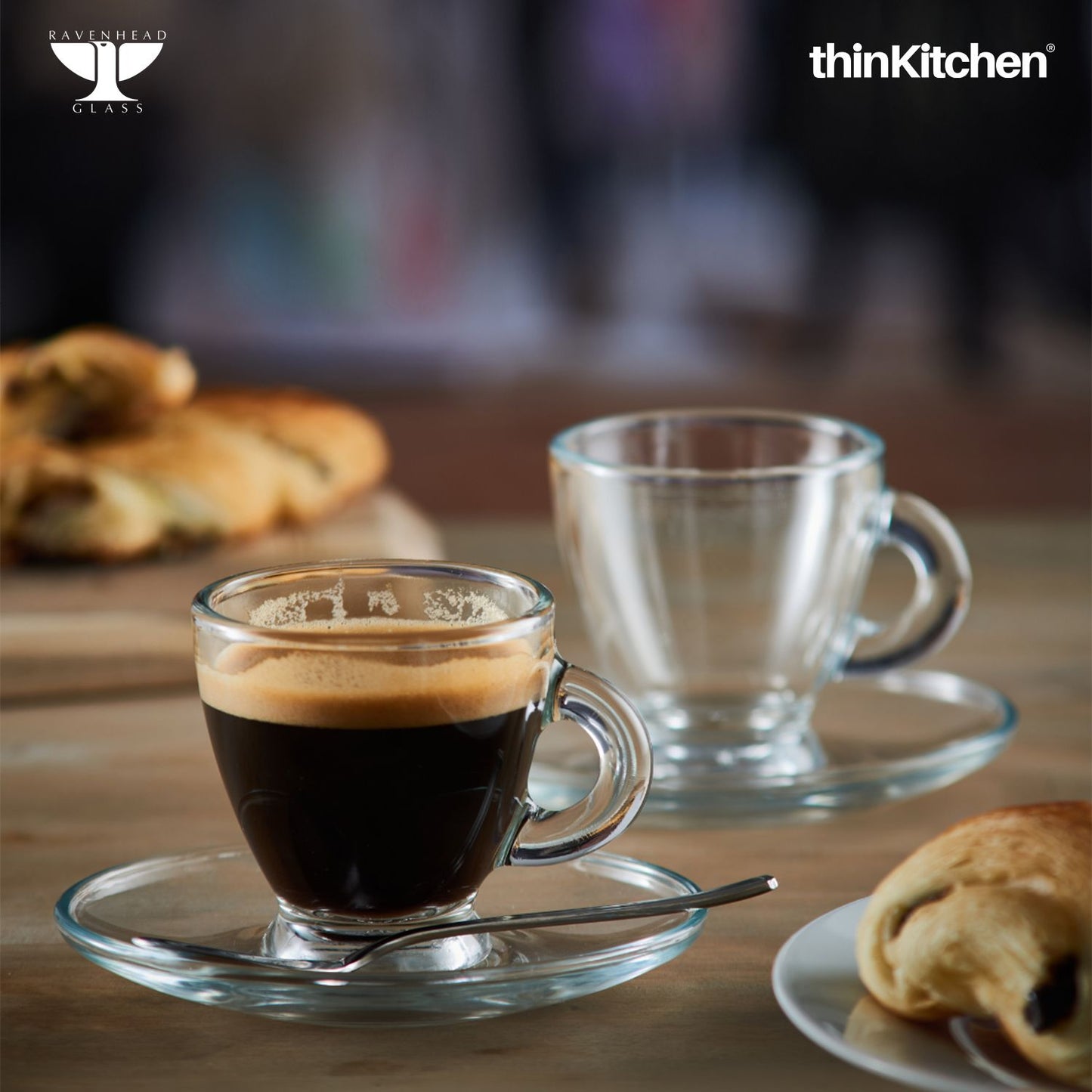 Ravenhead Entertain Set of 2 Espresso Cup & Saucer – 8cl | Stylish Glass Cups for the Modern Host