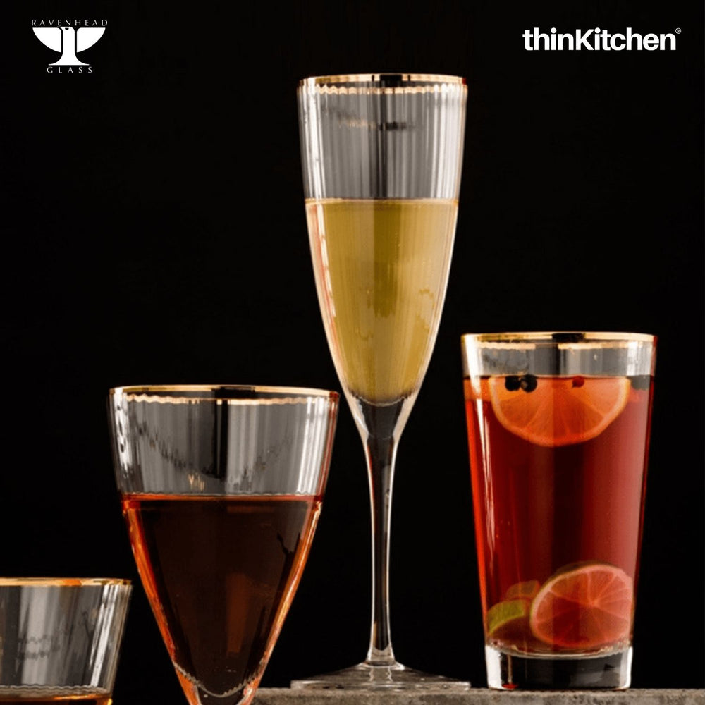 Ravenhead Transparent 330ml  Premium Roma Champagne Flute Glasses for Cocktails, Mocktails, Juice & Wine, Set of 2