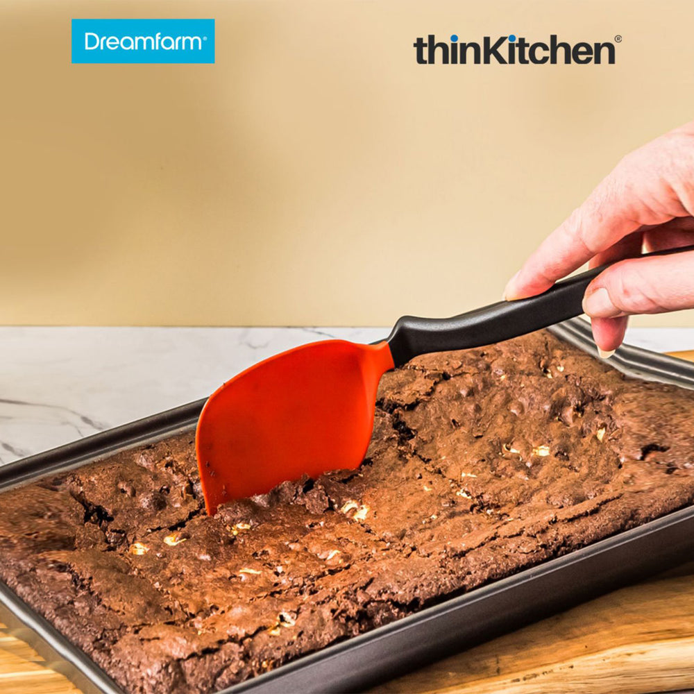 Dreamfarm Flexible Premium Red Mini Spatula for Flipping & Chopping, Heat-Resistant Non-Stick Turner - CHOPULA, 9.7"