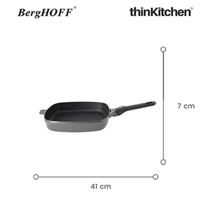 Berghoff Gem Square Grill Pan With Detachable Handle 28 Cm Grey