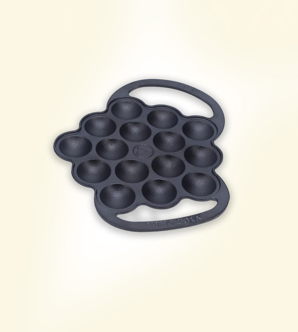 Victoria Pre-Seasoned Cast Iron 15 Cavity Pancake Ball Maker | Premium Appam, Appe & Paniyaram Pan