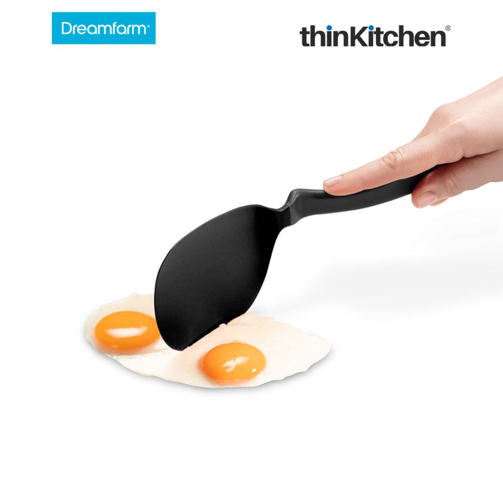 Dreamfarm Flexible Premium Black Spatula for Flipping & Chopping, Heat-Resistant Non-Stick Turner - CHOPULA, 12"