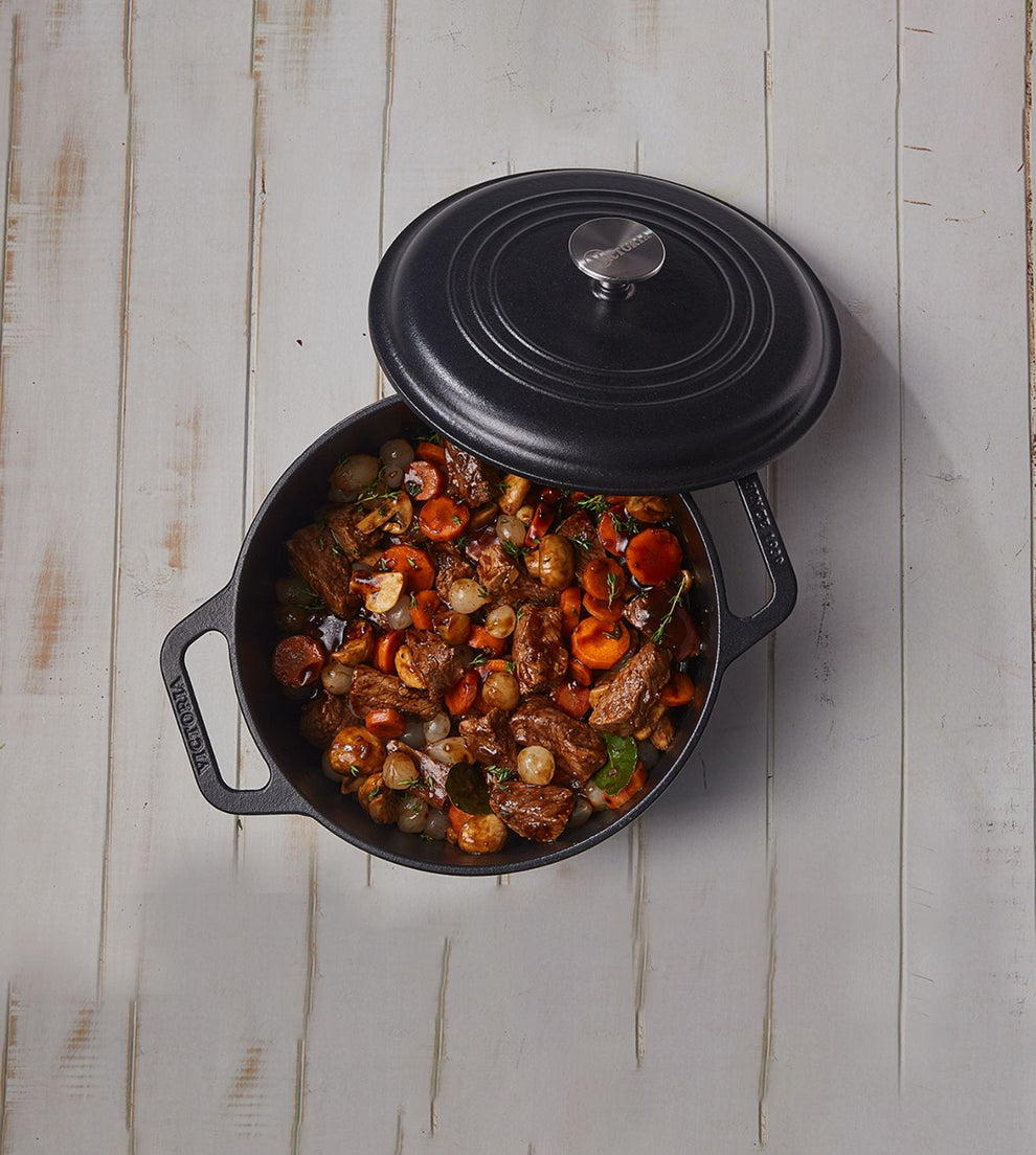 Victoria 7Quart Cast Iron Dutch Oven with Lid and Dual Loop Handles