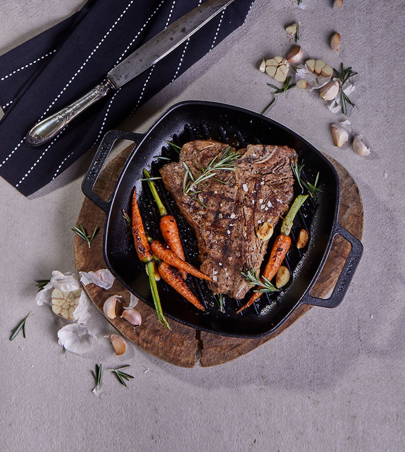 Victoria Cast Iron Square Grill Pan with Double Loop Handles, Made in