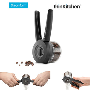 Dreamfarm Ortwo Lite - One-Handed Plastic Pepper Mill with Ceramic Grinder, Black