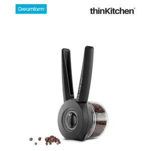 Dreamfarm Ortwo Lite - One-Handed Plastic Pepper Mill with Ceramic Grinder, Black
