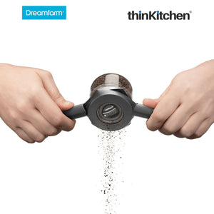 Dreamfarm Ortwo Lite - One-Handed Plastic Pepper Mill with Ceramic Grinder, Black