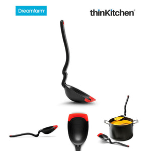 Dreamfarm Spadle - Non-Stick Cooking Spoon & Serving Ladle with Measurements, Red
