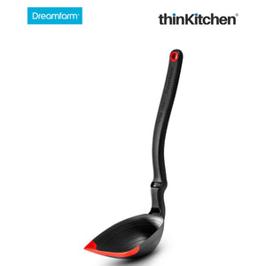 Dreamfarm Spadle - Non-Stick Cooking Spoon & Serving Ladle with Measurements, Red
