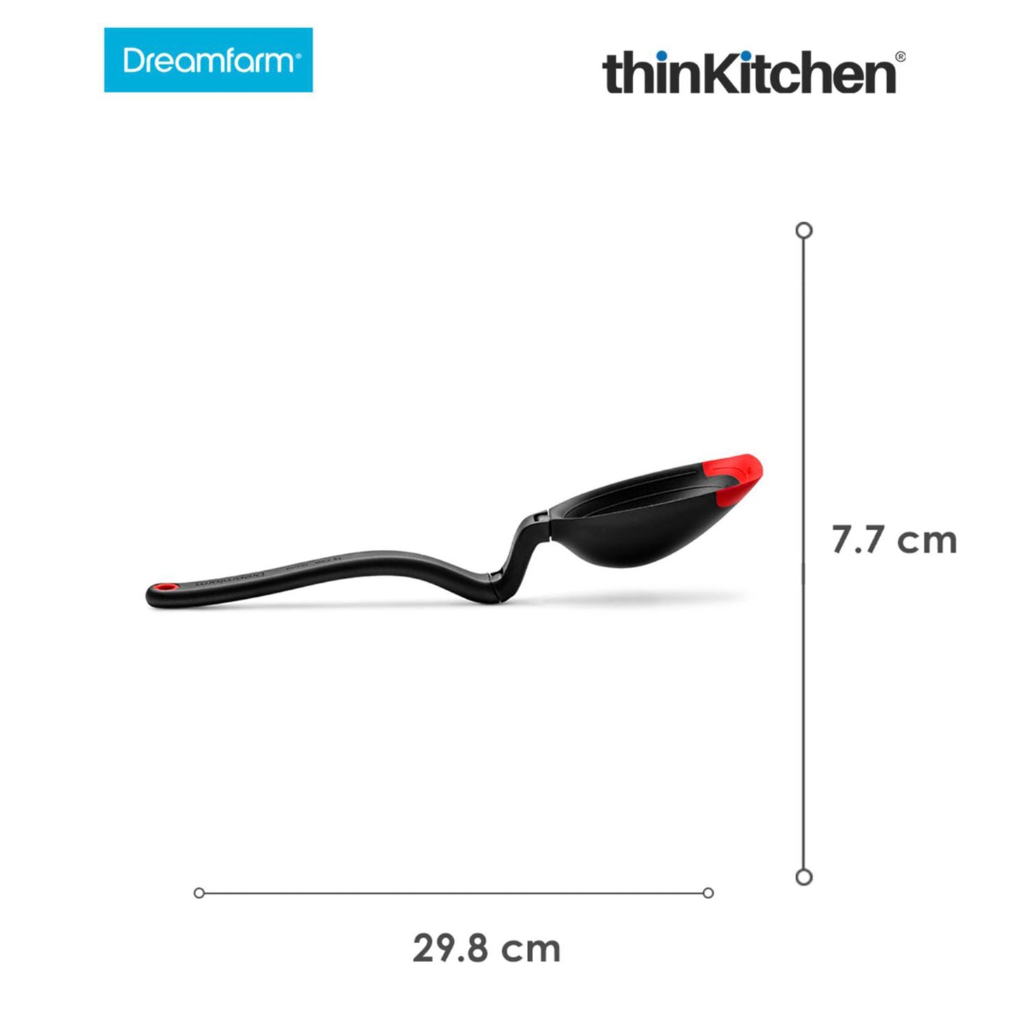 Dreamfarm Spadle Non Stick Cooking Spoon Serving Ladle With Measurements Red