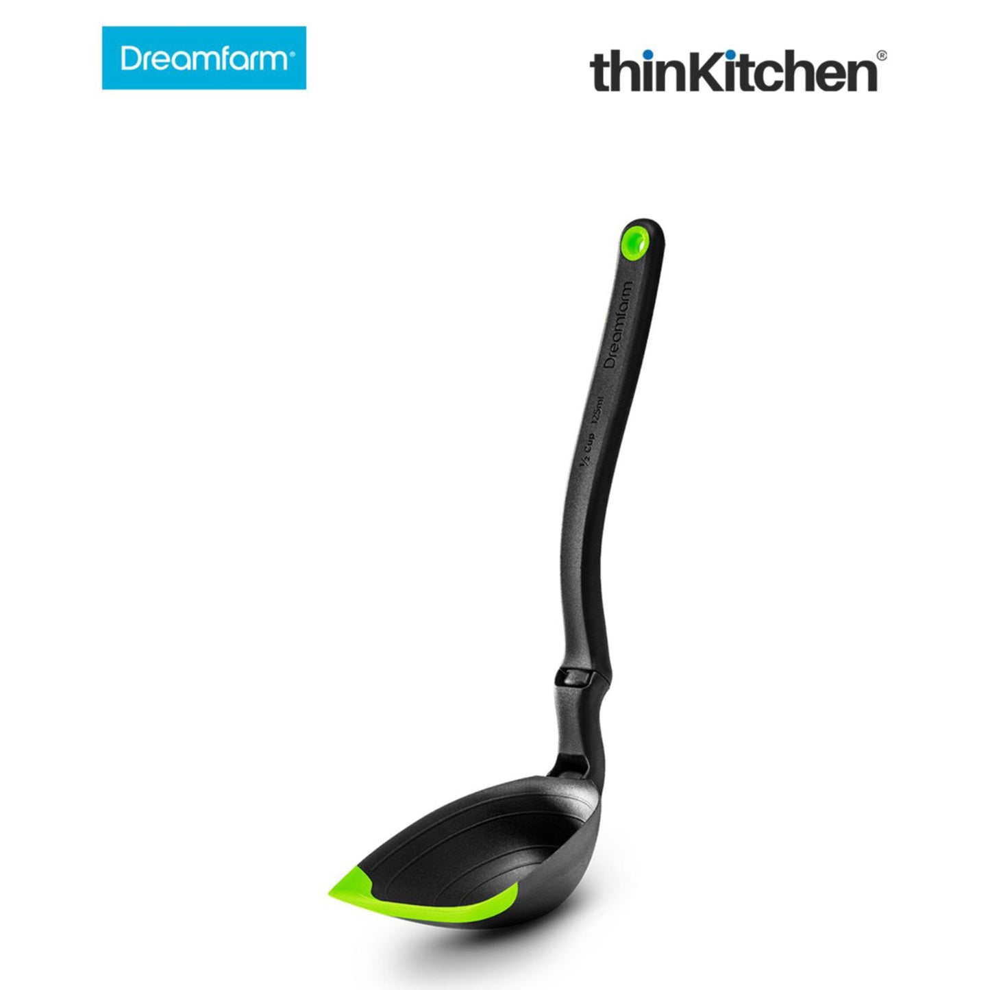 Dreamfarm Spadle Non Stick Cooking Spoon Serving Ladle With Measurements Green
