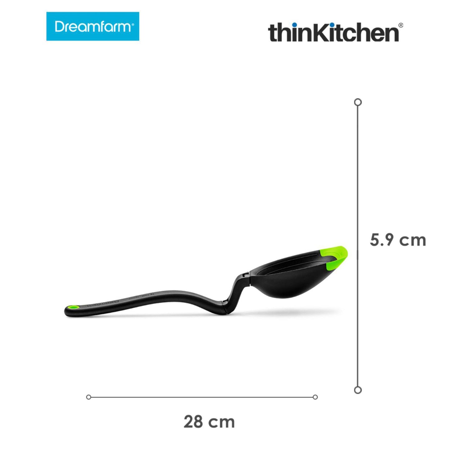 Dreamfarm Spadle Non Stick Cooking Spoon Serving Ladle With Measurements Green