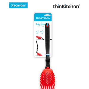 Dreamfarm Holey Spadle - Non-Stick Cooking Spoon & Serving Ladle with Holes, Red