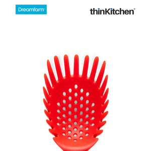 Dreamfarm Holey Spadle - Non-Stick Cooking Spoon & Serving Ladle with Holes, Red