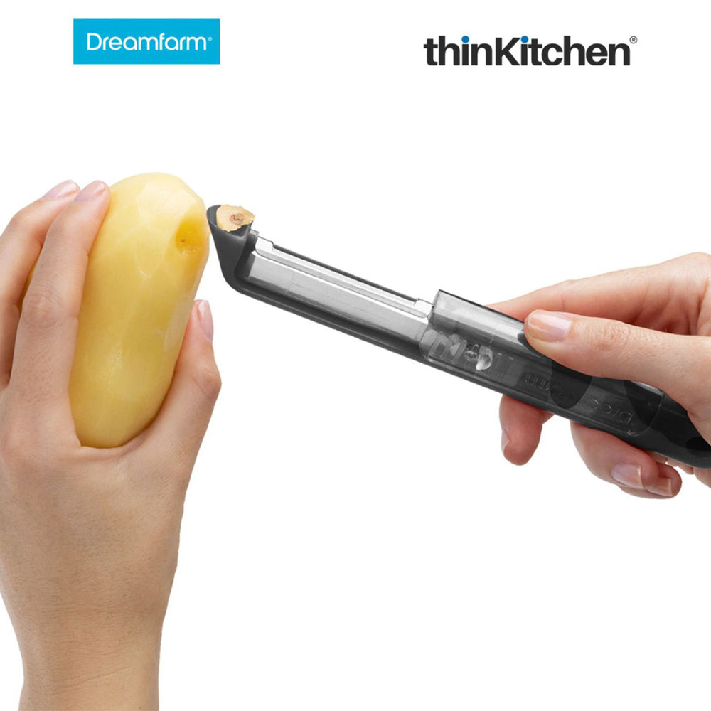 Dreamfarm Self-Sharpening Premium Vegetable, Fruits, Potato Peeler for Kitchen with cover - SHARPLE, Black