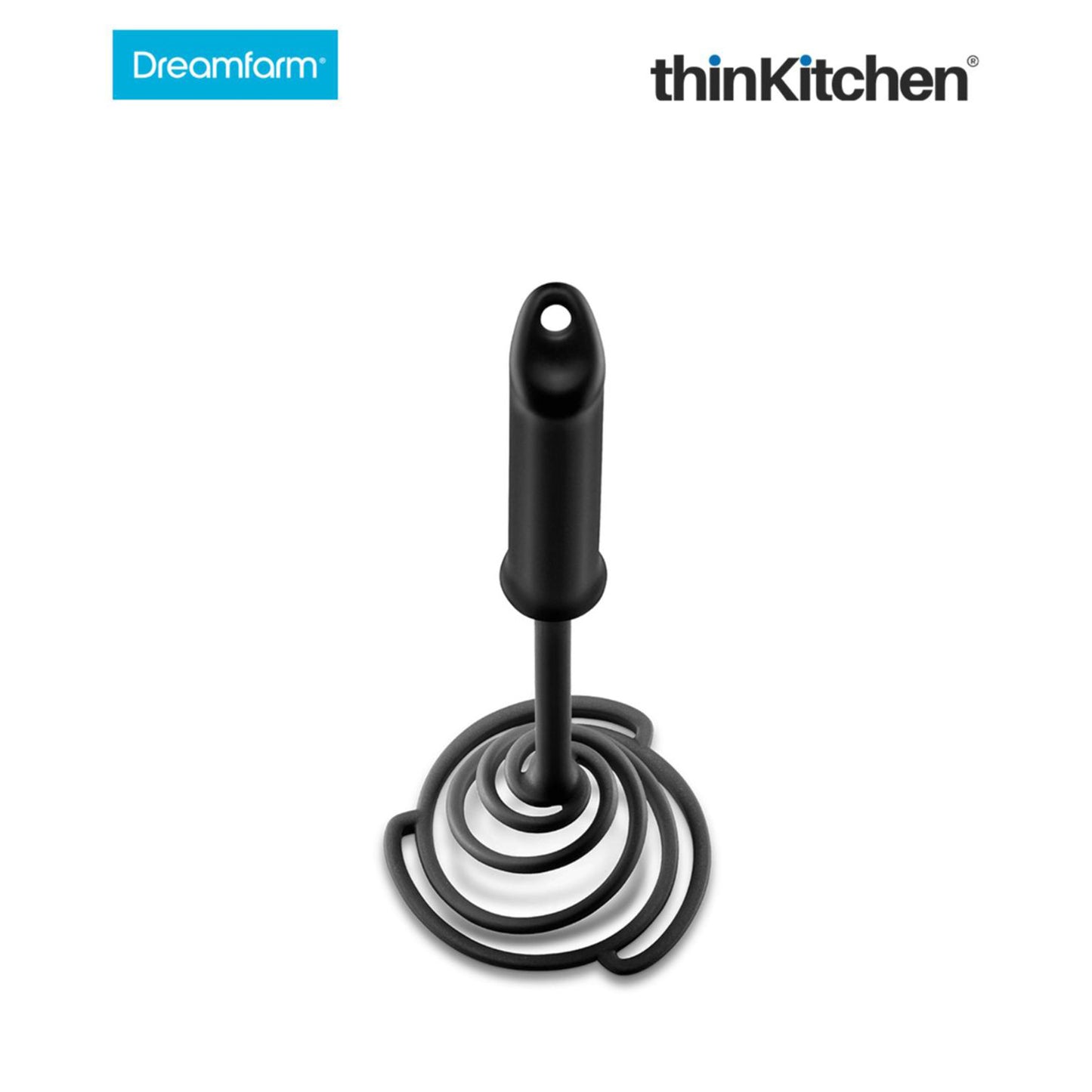 Dreamfarm Smood Lite One Handed Vegetable Potato Masher With Soft Grip And Bowl Scraper Black