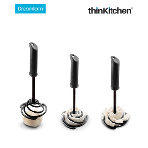 Dreamfarm Smood Lite - One-Handed Vegetable & Potato Masher with Soft Grip and Bowl Scraper, Black