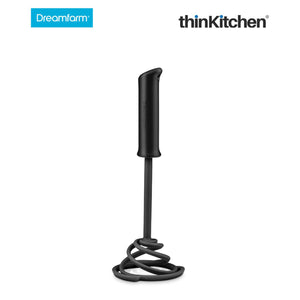 Dreamfarm Smood Lite - One-Handed Vegetable & Potato Masher with Soft Grip and Bowl Scraper, Black