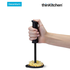 Smood Lite One Handed Vegetable Potato Masher With Soft Grip And Bowl Scraper Black