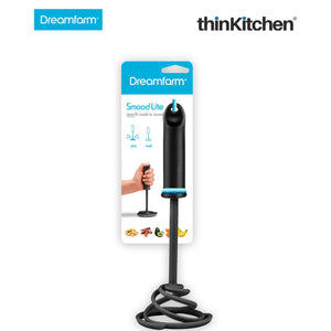 Dreamfarm Smood Lite - One-Handed Vegetable & Potato Masher with Soft Grip and Bowl Scraper, Black